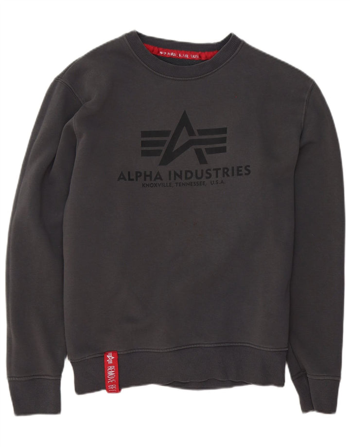 Alpha Industries Sudadera Gráfica para Hombre Jersey Pequeño Algodón Gris