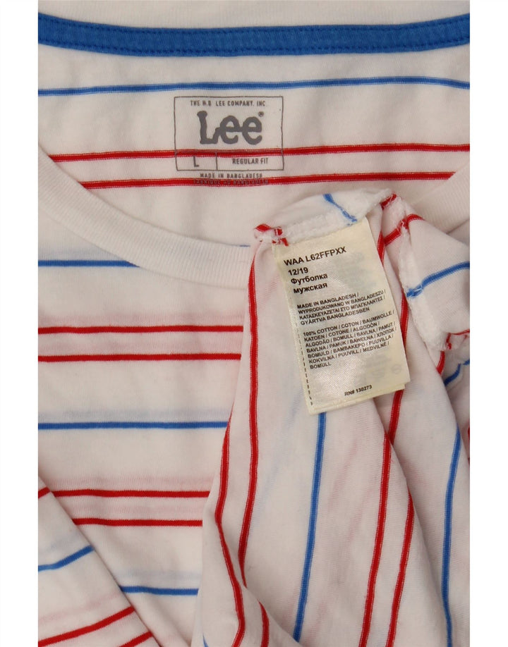 Lee Camiseta Regular Fit para Hombre Top Grande De Algodón A Rayas Blancas