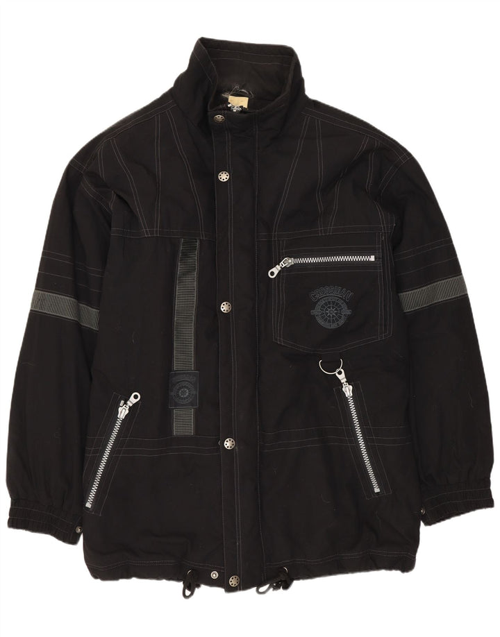 VINTAGE Chaqueta cortavientos para hombre Reino Unido 42 XL Poliéster negro