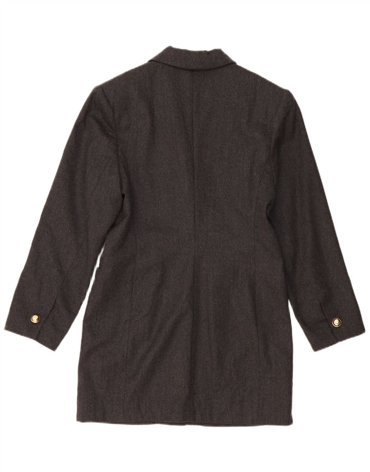 Vintage mujer Longline 1 botón Blazer chaqueta US 2 XS lana gris