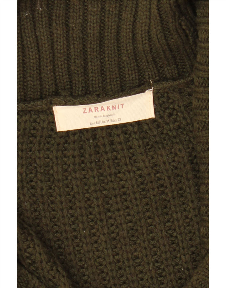 Zara Mujer Cárdigan De Doble Botonadura Suéter UK 44 Medium Khaki