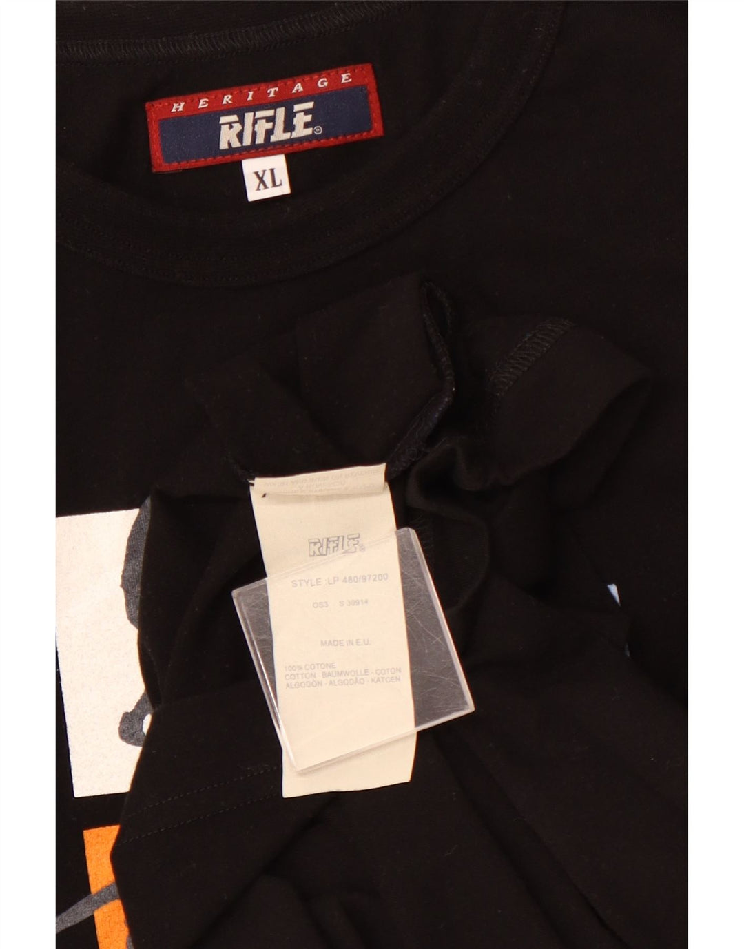 RIFLE Camiseta gráfica para hombre Top XL Algodón negro