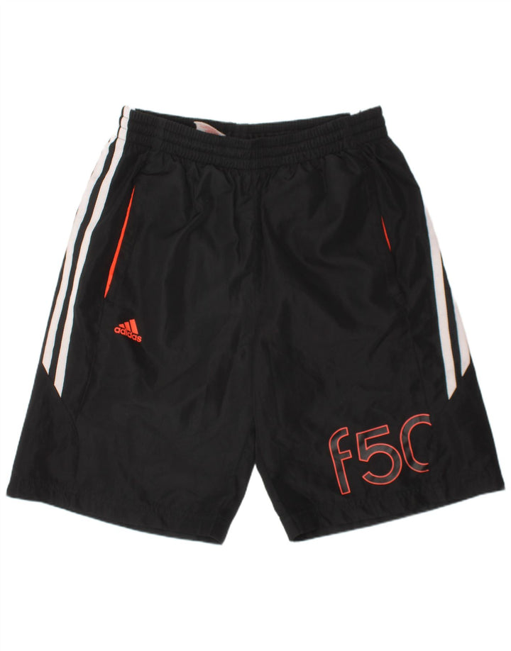 ADIDAS Boys Climalite Graphic Sport Shorts 13-14 Years  Black Polyester