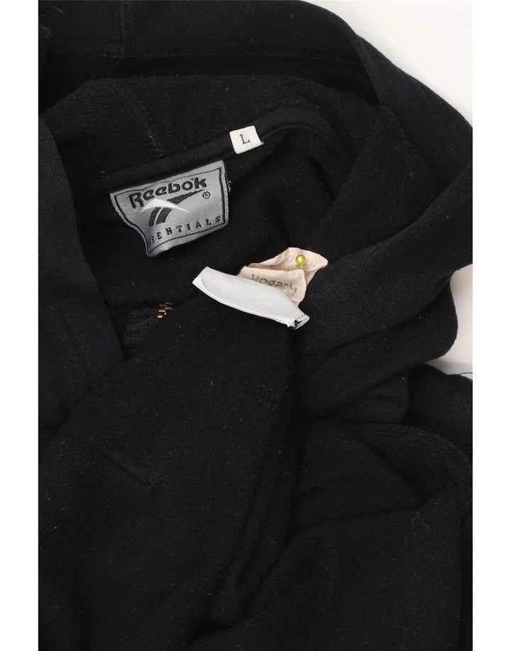 Reebok Chaqueta polar con capucha para hombre UK 40 Large Poliéster negro