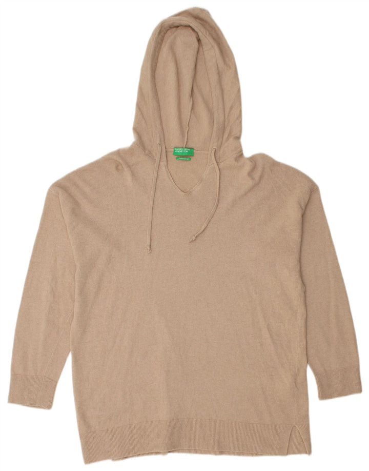 Benetton Jersey Con Capucha Mujer ES 44 Medio Beige Poliamida