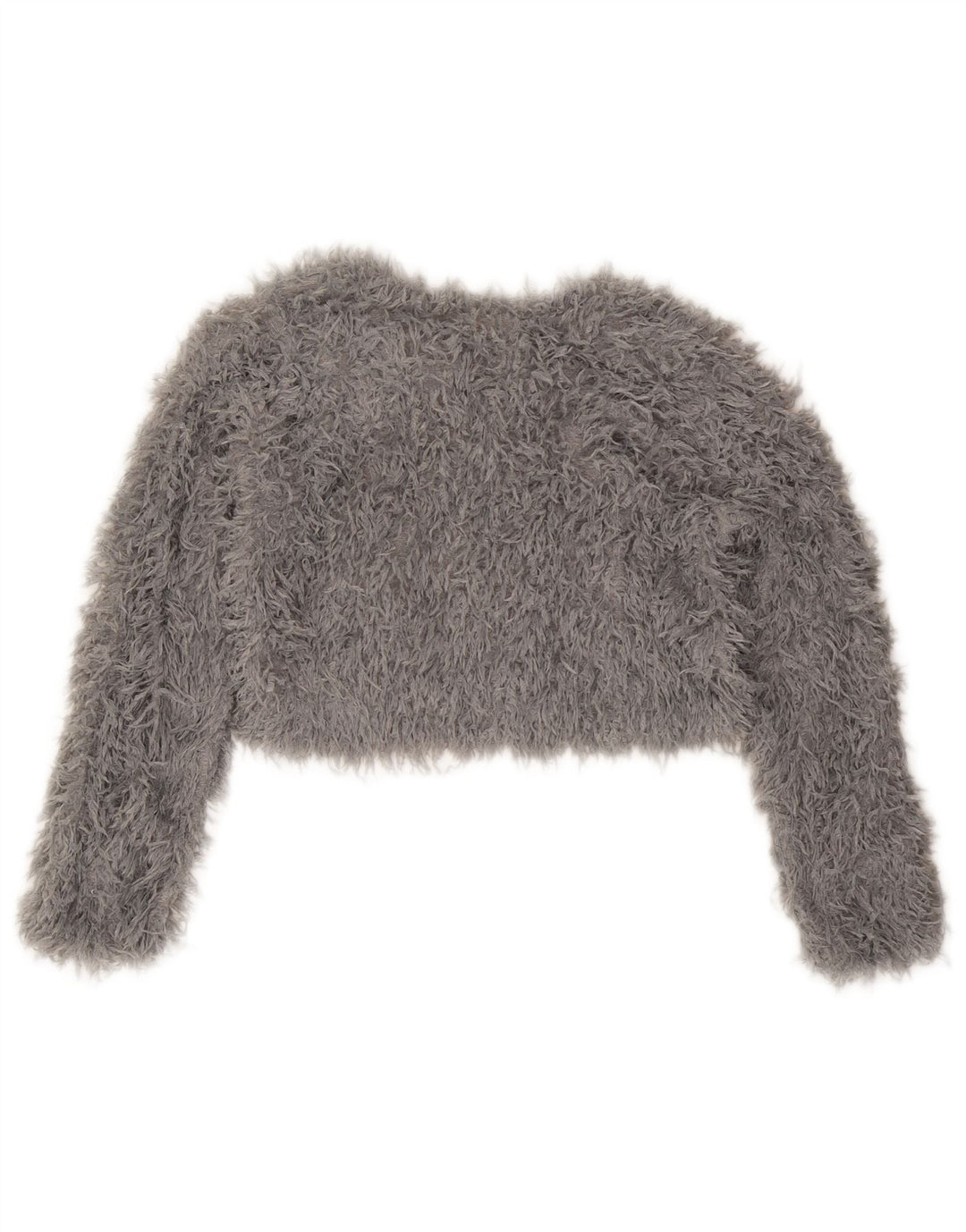 Zara Mujer Crop Knit Top Manga Larga UK 46 Grande Gris