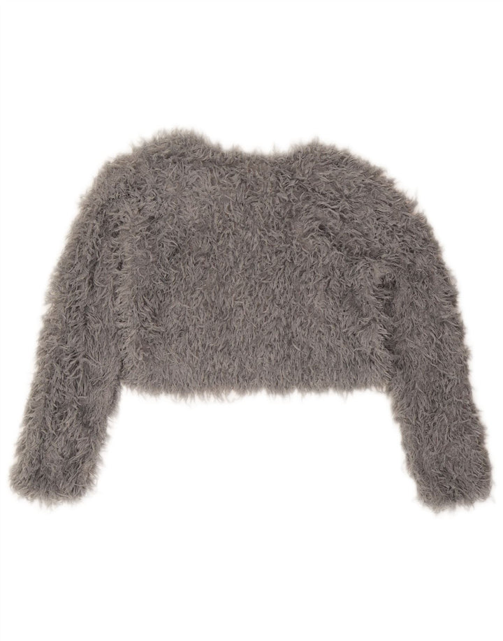 Zara Mujer Crop Knit Top Manga Larga UK 46 Grande Gris