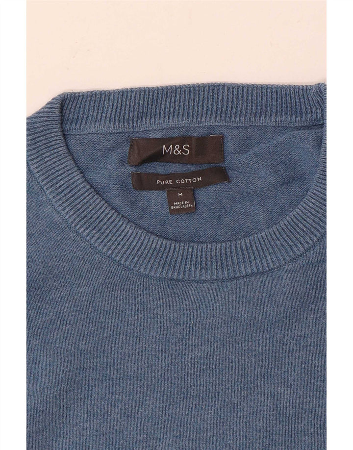 Marks & Spencer Jersey de cuello redondo para hombre de algodón azul medio