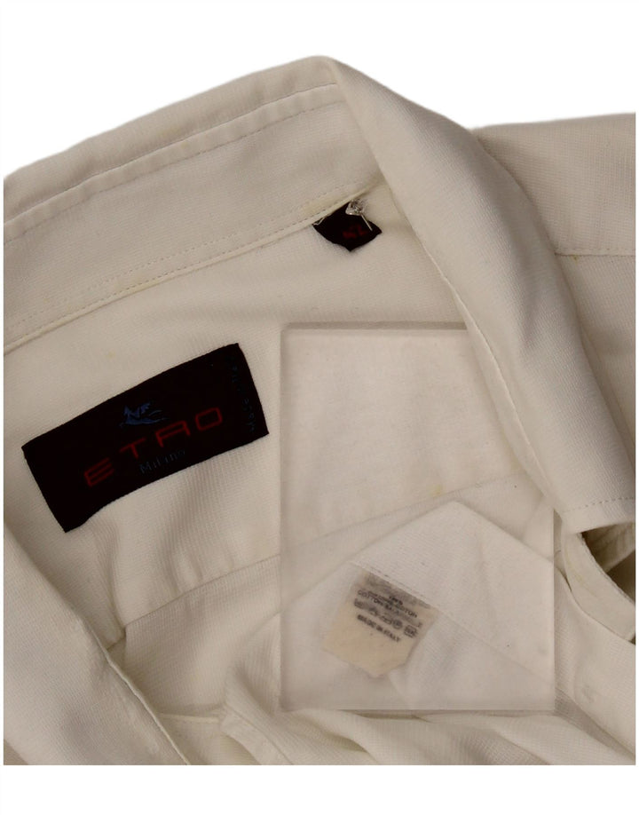 Camisa Etro Hombre Talla 42 Grande Algodón Blanco Roto