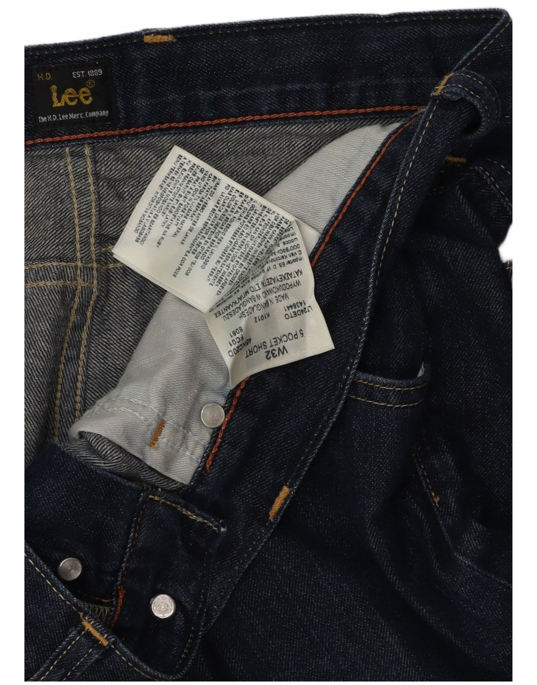 Lee Pantalones cortos vaqueros cortos de 5 bolsillos para hombre W32 Algodón azul marino mediano