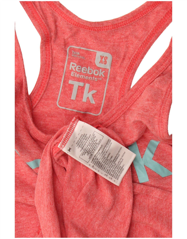 REEBOK Top sin mangas gráfico para mujer UK 6 XS Algodón rojo