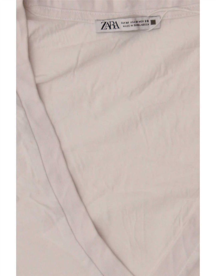 Zara Mujer Camiseta Top UK 44 Mediano Blanco