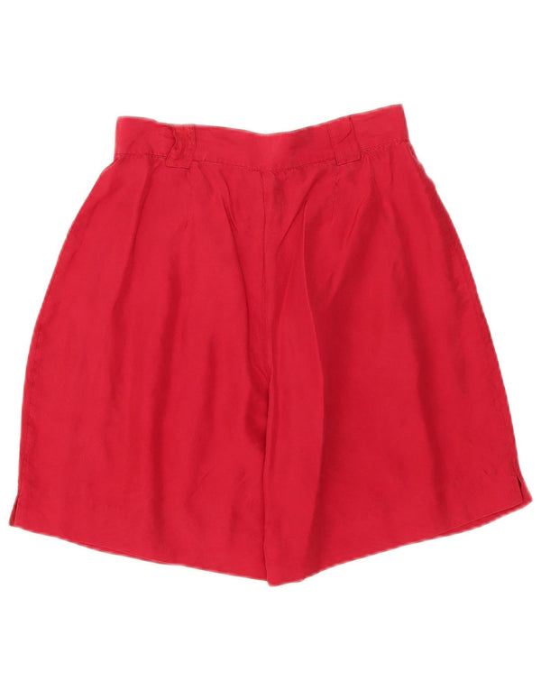Vintage mujer cintura alta pegado pantalones cortos casuales W26 pequeña seda roja