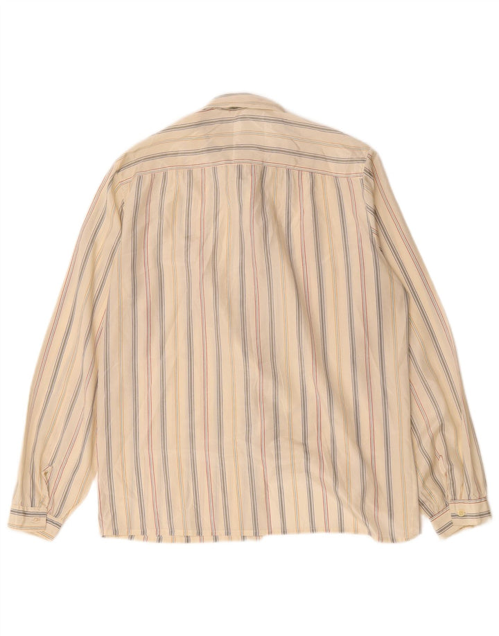 Vintage mujer camisa de gran tamaño blusa EU 40 poliéster a rayas beige medio