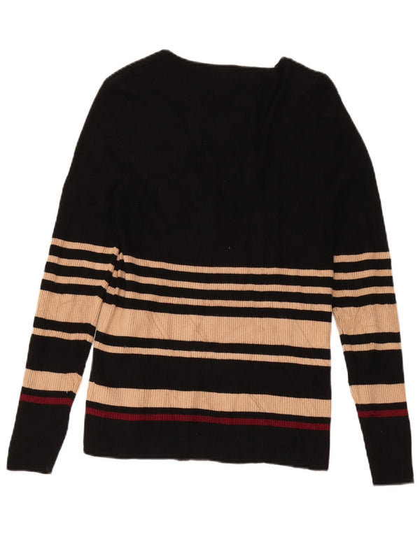 Marks & Spencer Suéter con Cuello en V para Mujer UK 44 Mediano Rayas Negras