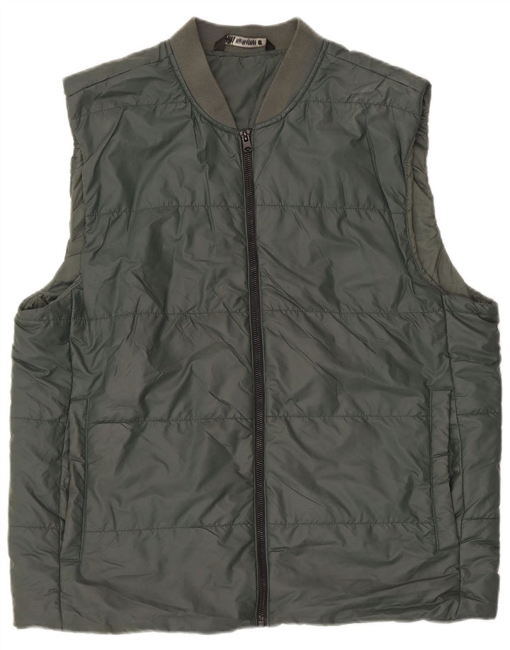 Zara Mens Chaleco Acolchado Reino Unido 40 Grande Poliéster Verde