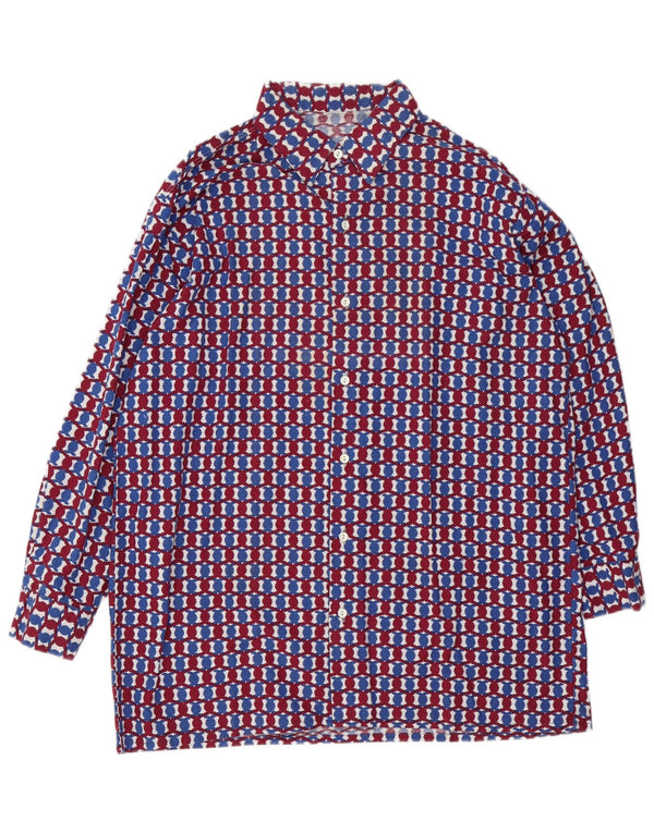 Camisa vintage para hombre grande multicolor geométrica