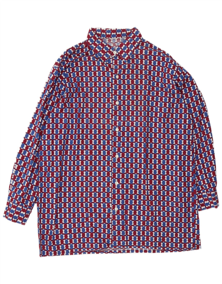 Camisa vintage para hombre grande multicolor geométrica