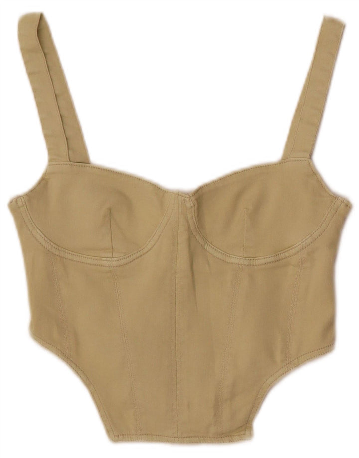 Zara Mujer Corset Top Reino Unido 8 Pequeño Verde