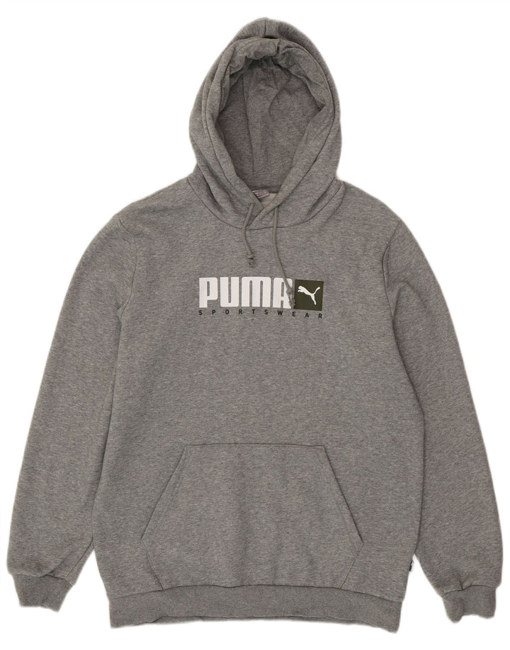 Puma Hombre Sudadera Con Capucha Gráfica Jersey De Algodón Moteado Gris Medio