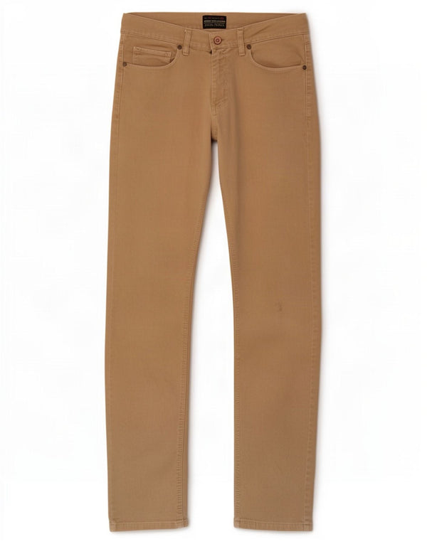 Zara Mens Slim Fit Pantalones Casuales EU 42 Large W32 L33 Algodón Beige