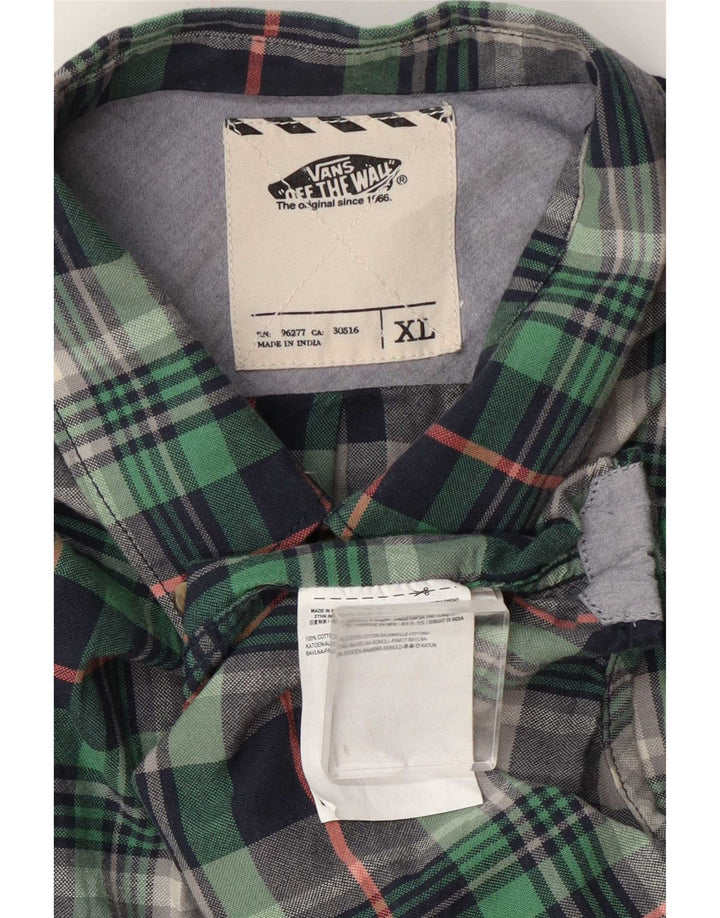 Camisa de franela Vans Hombre XL Algodón a cuadros verdes