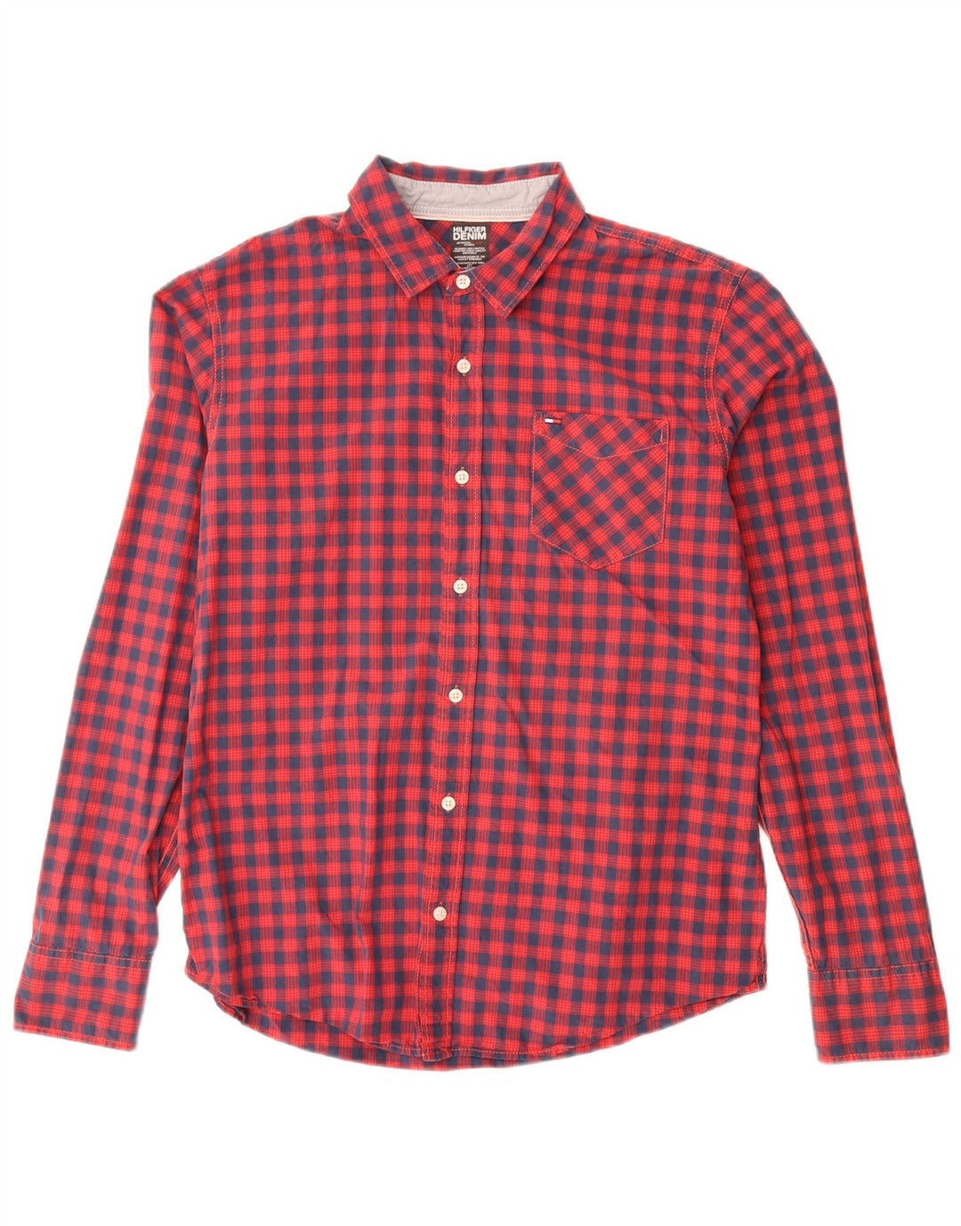 Camisa Tommy Hilfiger para hombre de algodón a cuadros rojos grandes