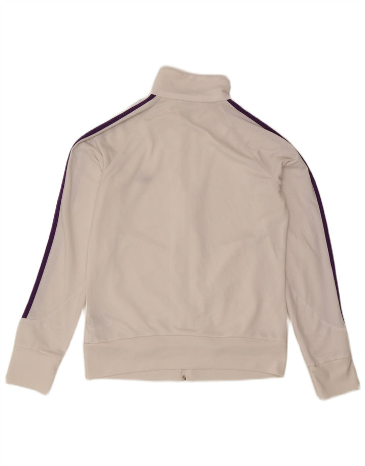 Adidas Mujer Chándal Top Chaqueta UK 12/14 Medio Blanco Poliéster
