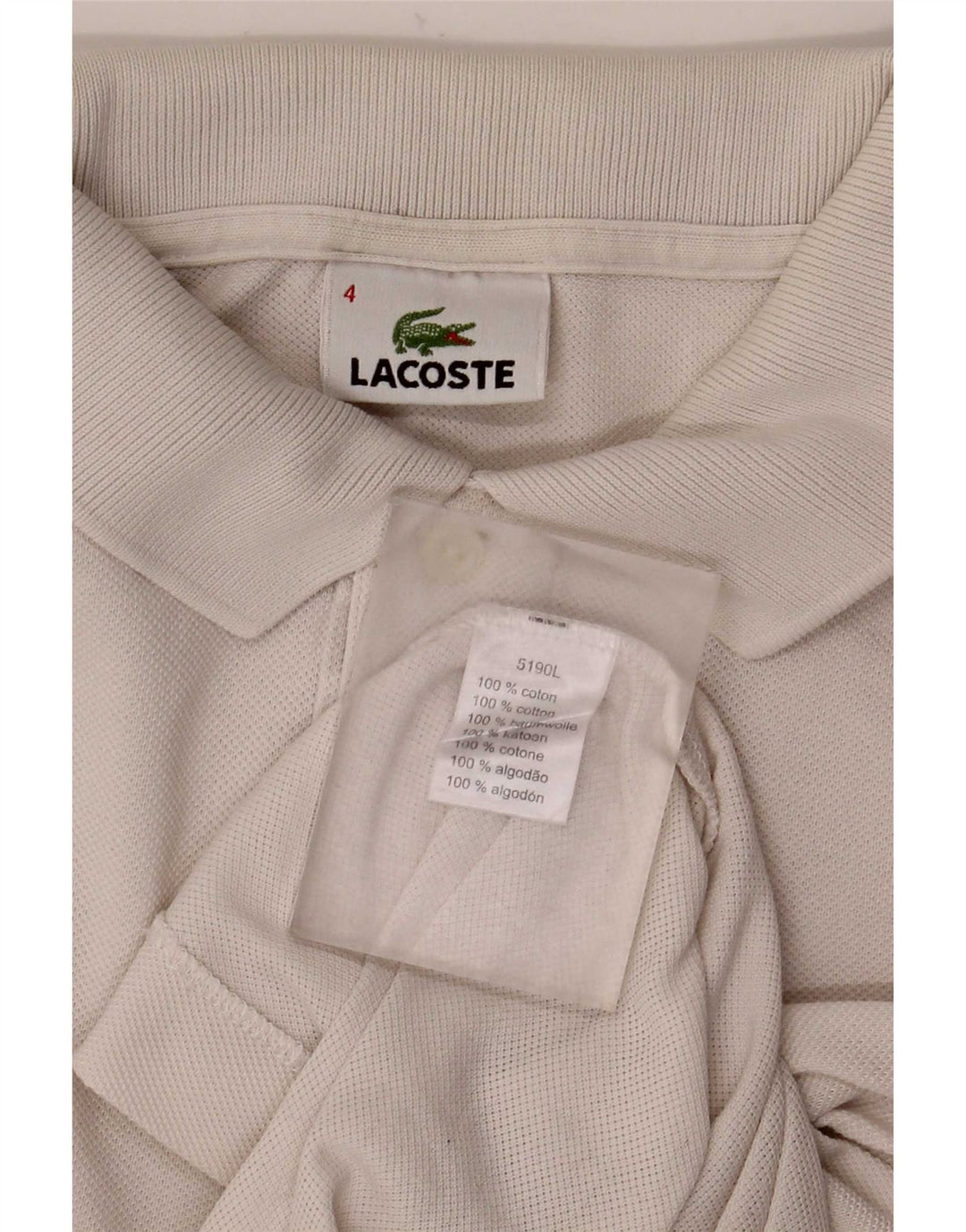 Polo Lacoste para hombre talla 4 mediano algodón blanco