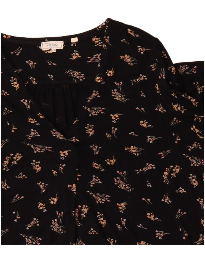 Blusa extragrande de manga larga para mujer de Fat Face UK 40 Medium Black Floral