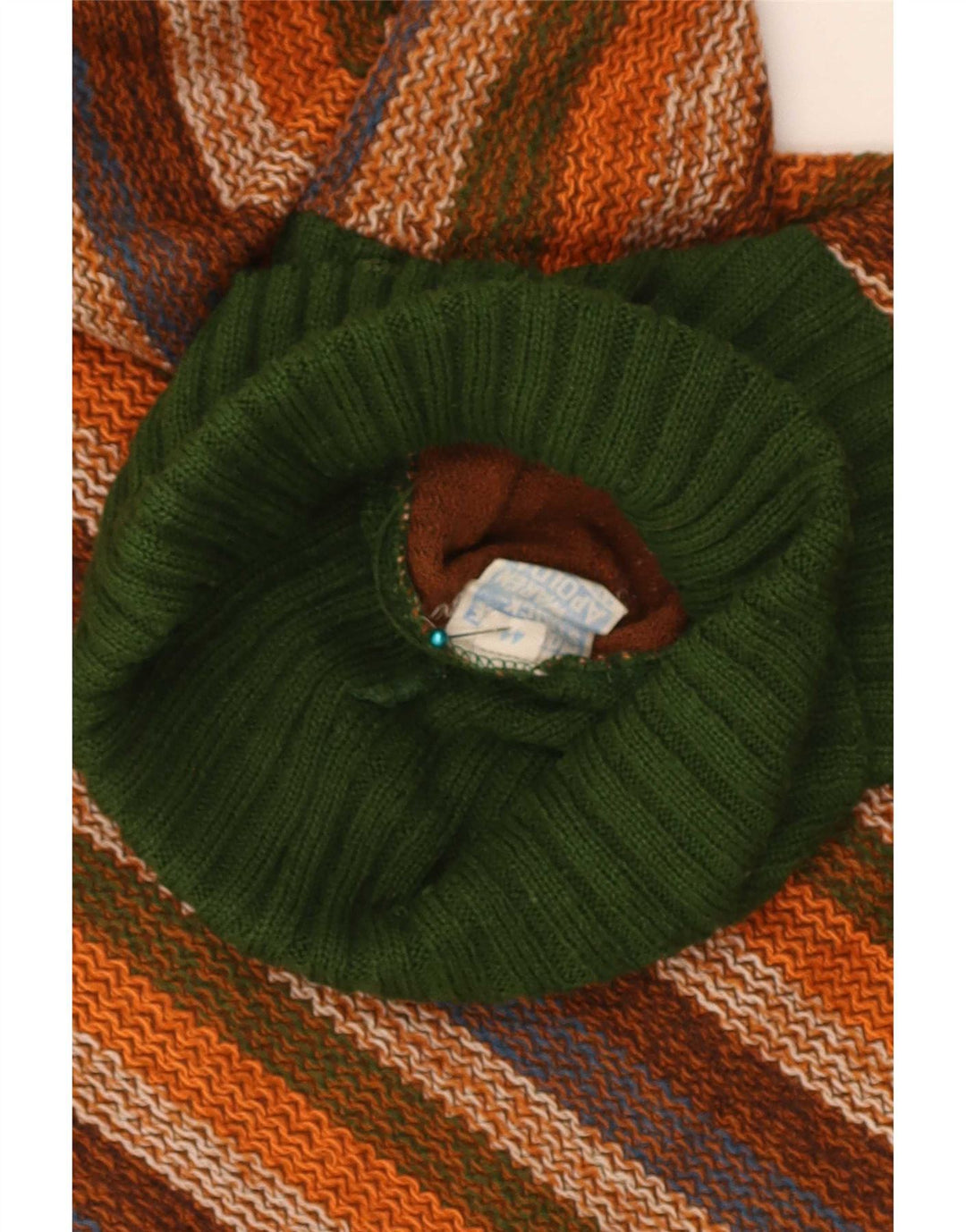 Vintage mujer rollo cuello jersey suéter IT 44 medio multicolor rayas