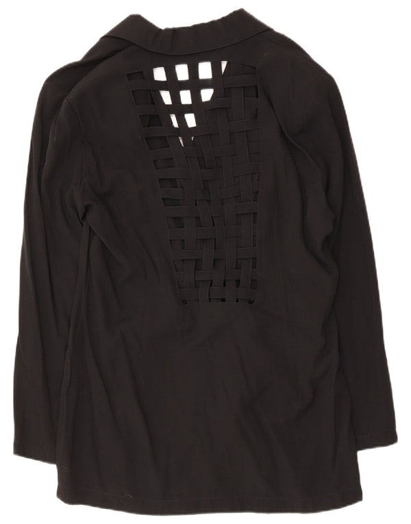 Vintage mujer 2 botones Blazer chaqueta Reino Unido 14 medio negro