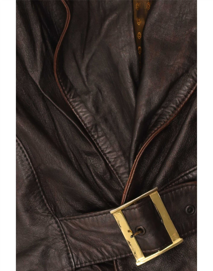 Vintage mujer chaqueta de cuero Reino Unido 12 marrón medio