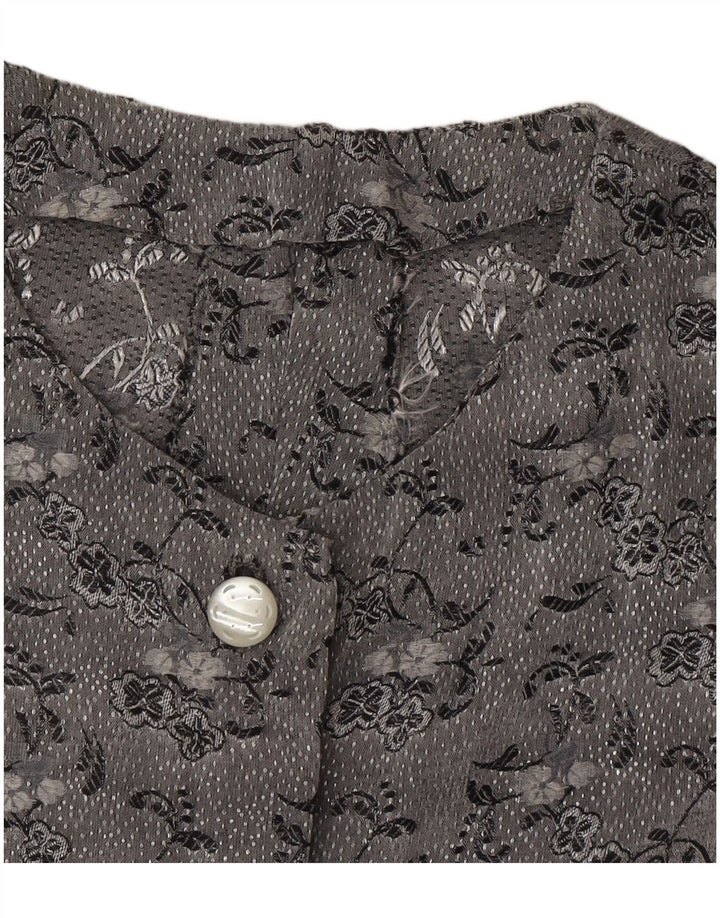 Vintage mujer mono Reino Unido 12 gris medio floral