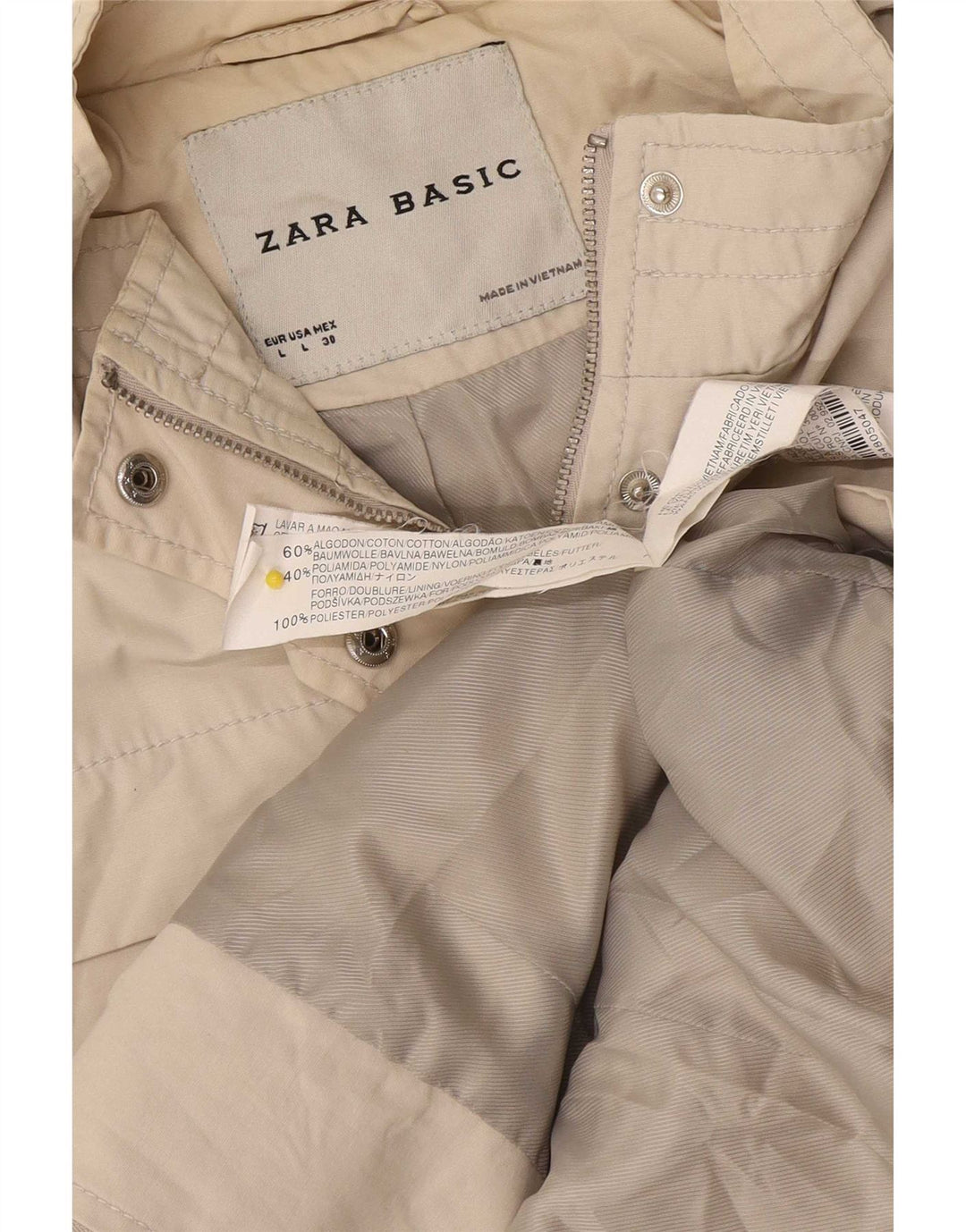 Zara Chaqueta Militar Mujer UK 44 Algodón Gris Medio