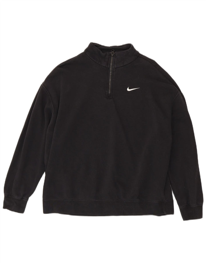 Nike Sudadera extragrande con cuello y cremallera para mujer UK 10 Small Black Cotton