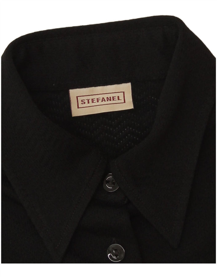 Stefanel Blusa para mujer UK 10 Small Poliéster negro