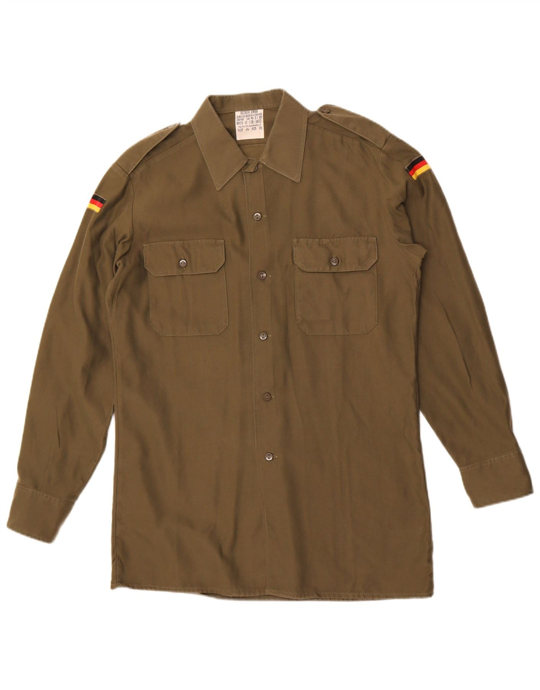 Camisa militar vintage para hombre talla 39/40 poliéster caqui medio