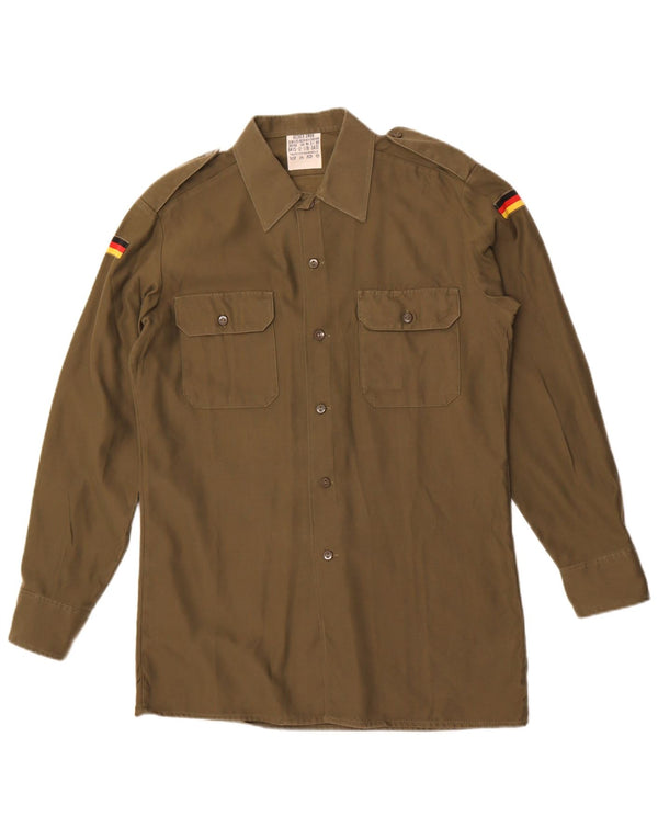 Camisa militar vintage para hombre talla 39/40 poliéster caqui medio