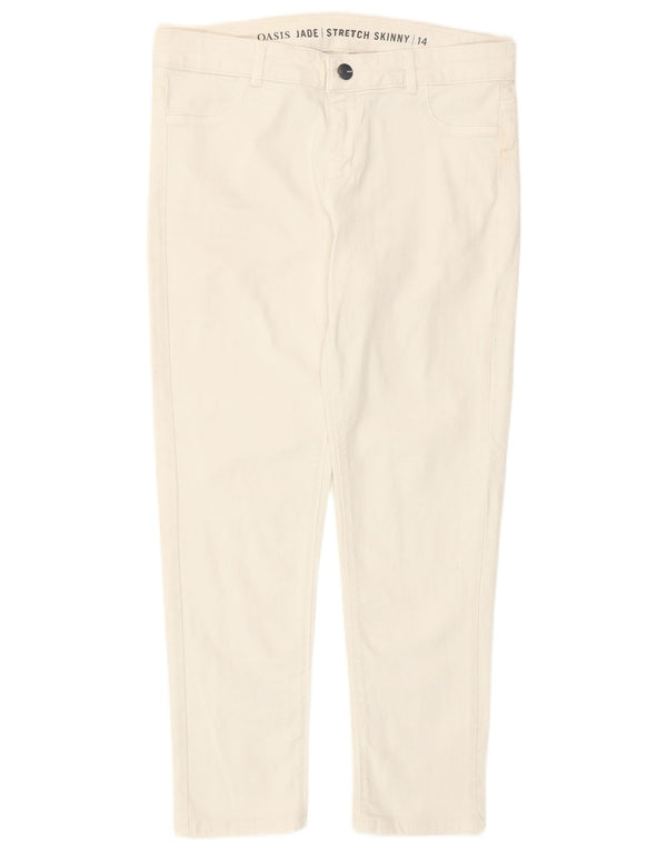 Oasis Mujer Jade Crop Skinny Jeans UK 14 Medium W32 L25 Algodón Blanco