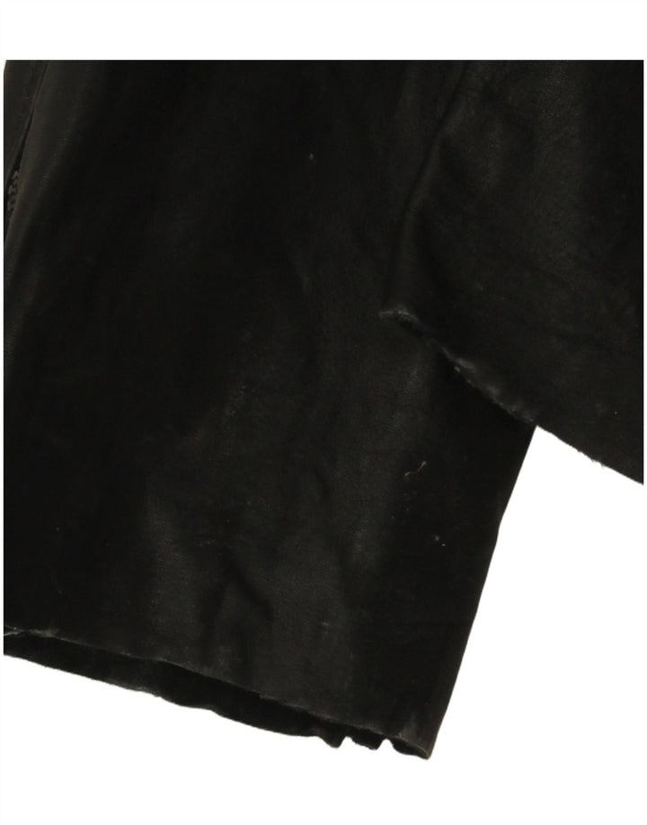 VINTAGE Mono de cuero sin mangas para mujer Reino Unido 12 Cuero negro medio