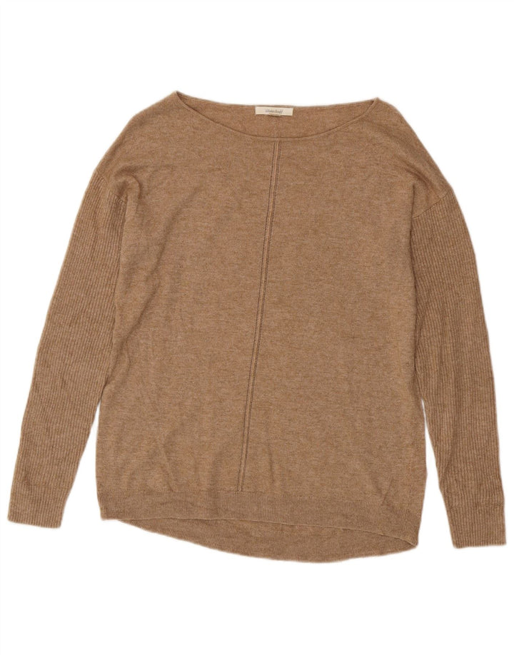 WHITE STUFF Suéter tipo jersey con cuello barco para mujer UK 40 Viscosa beige mediana