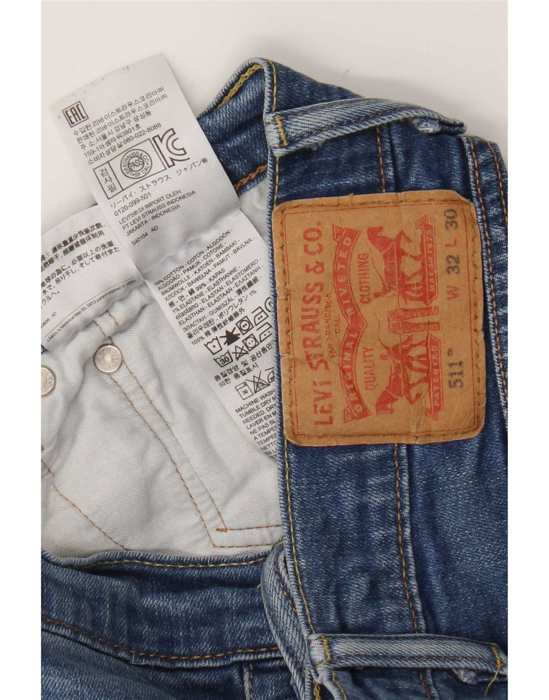 Levi's Hombre 511 Slim Jeans W32 L30 Algodón Azul