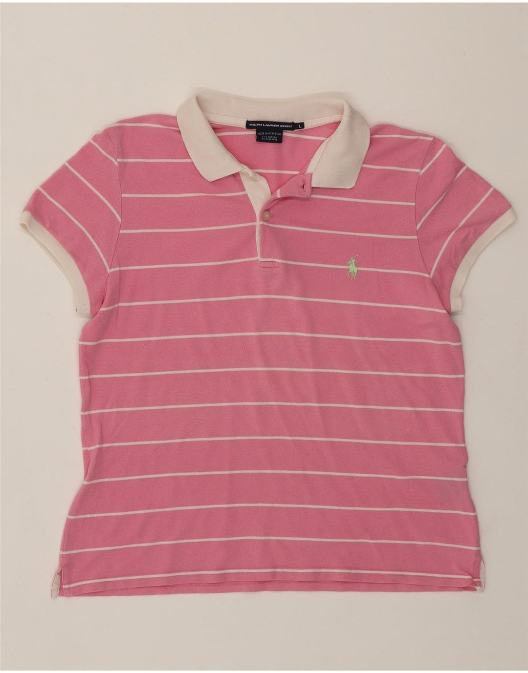 RALPH LAUREN Polo para mujer UK 40 Grande Algodón a rayas rosa
