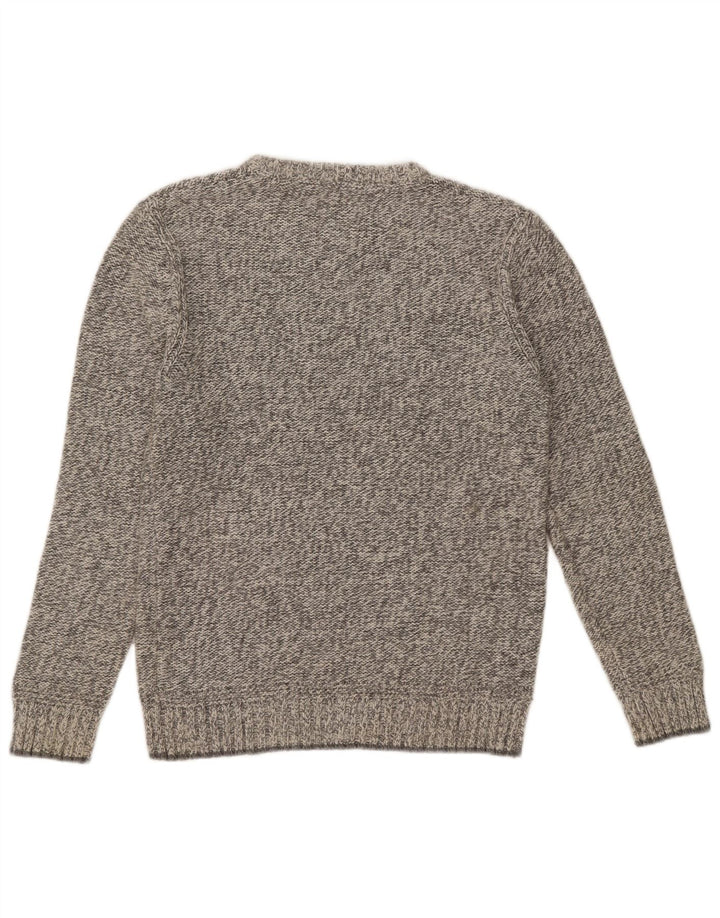 Jersey de hombre con cuello redondo de Fat Face de algodón moteado en gris medio