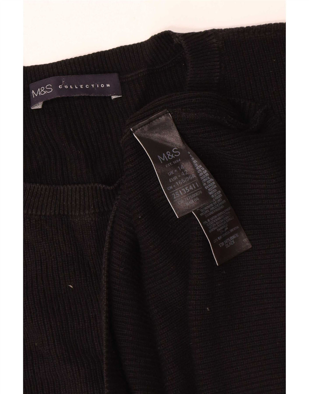 Marks & Spencer Suéter de Cuello Redondo para Mujer UK 44 Grande Negro