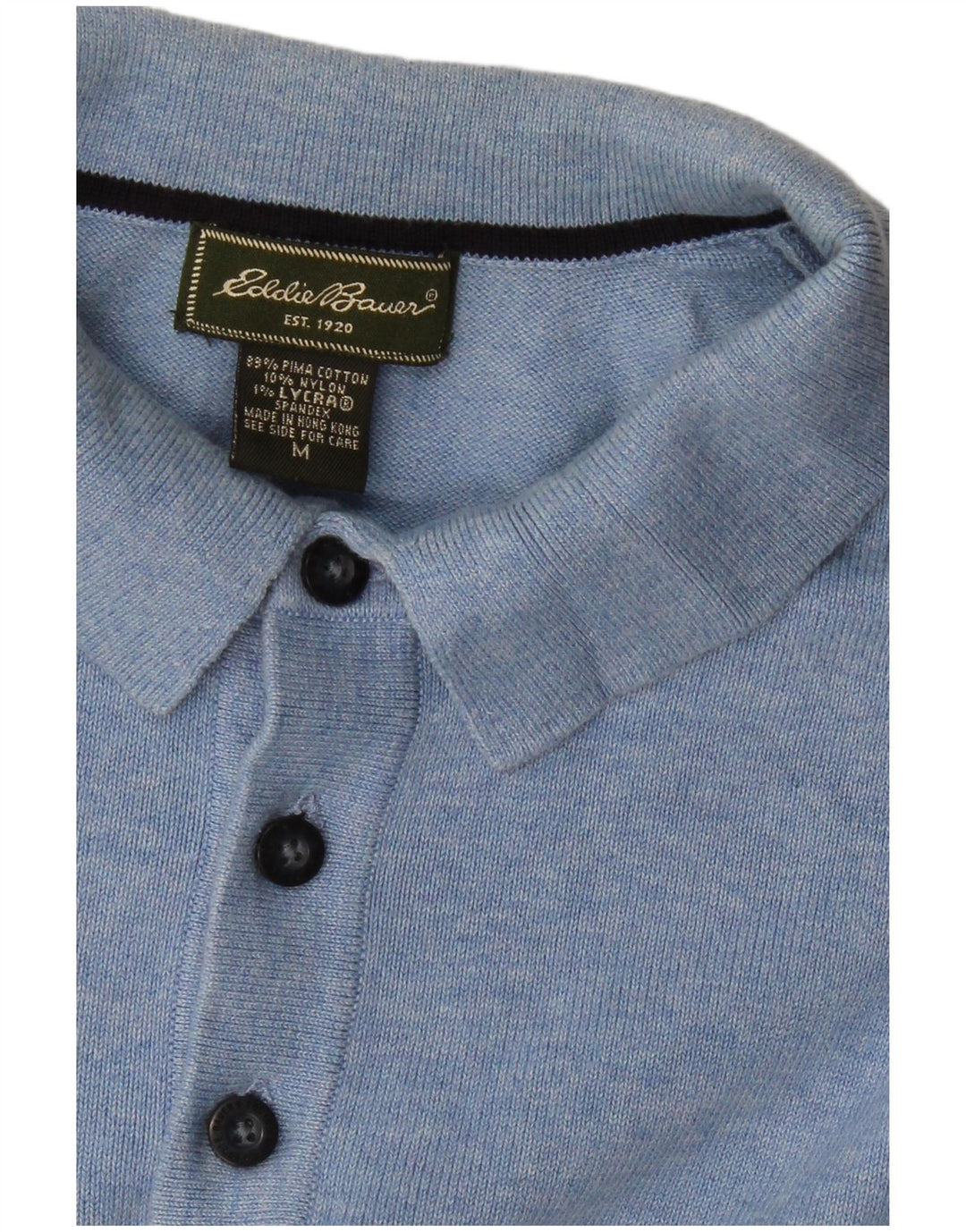EDDIE BAUER Jersey tipo polo para hombre de algodón azul medio