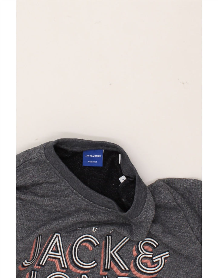 JACK & JONES Mens Graphic Sweatshirt Jumper Large Grey Polyester Vintage Jack & Jones and Second-Hand Jack & Jones from Messina Hembry 