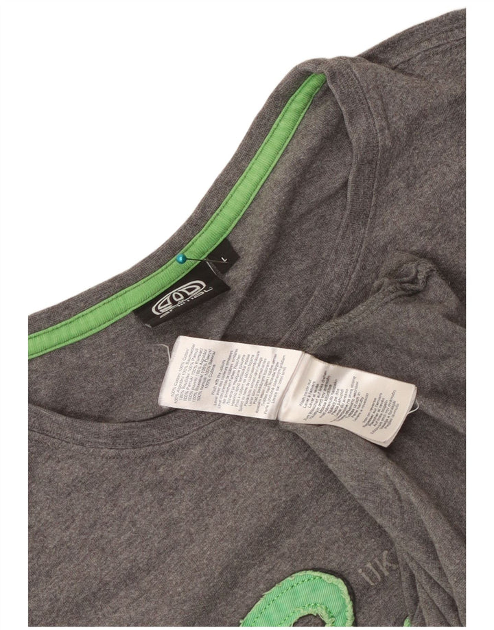 Camiseta con gráfico Animal para hombre Top grande de algodón gris