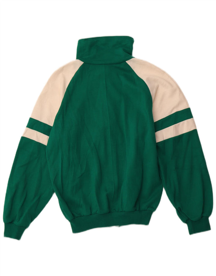 VINTAGE Chaqueta superior de chándal gráfico para mujer IT 48 XL Bloque de color verde